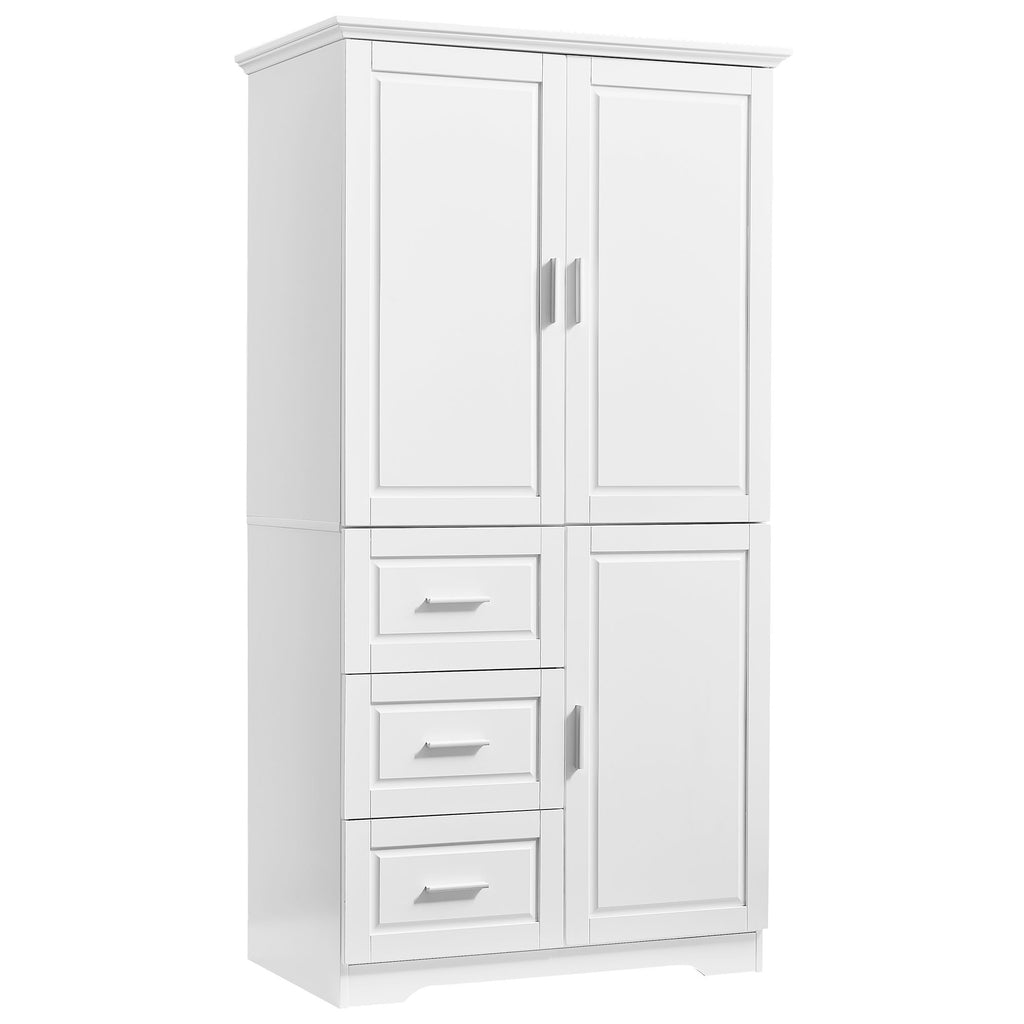 Tall And Wide Storage Cabinet With Doors, 3 Drawers