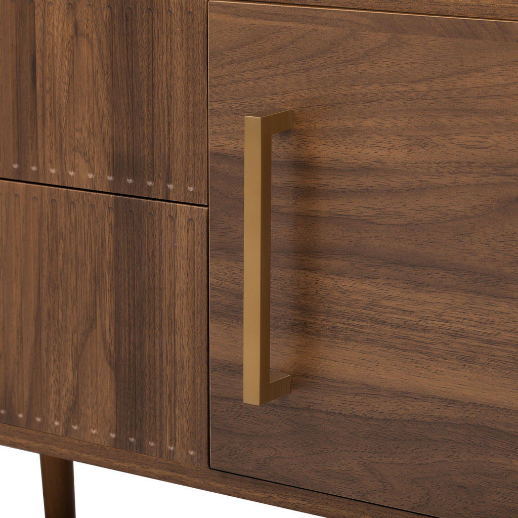 TV Stand With 2 Drawers, Media Console Table For TVs Up To 80'' For Living Room - Walnut