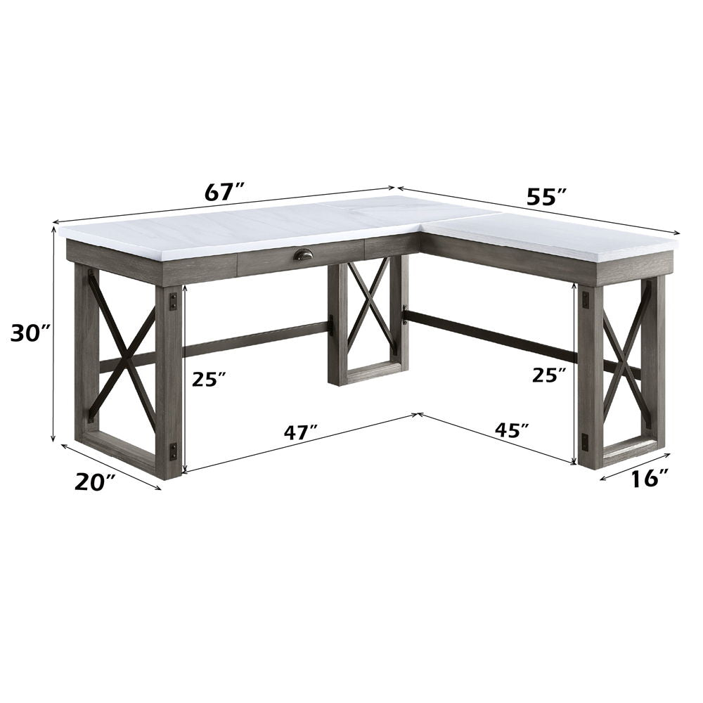 Talmar - Writing Desk With Lift Top - Marble Top & Weathered Gray