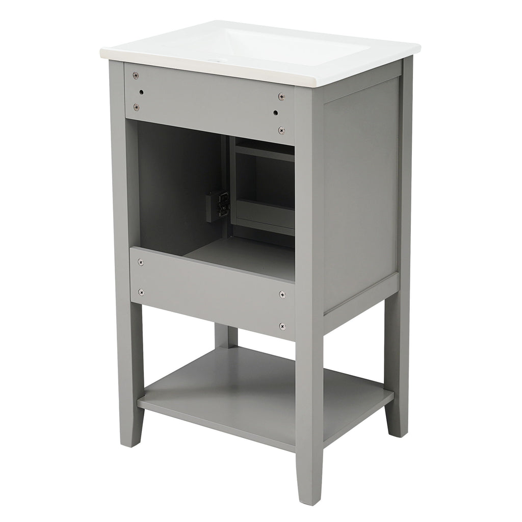Modern Bathroom Vanity With Sink, Soft-Closing Door And Open Shelf