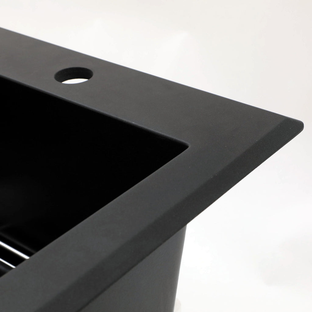 Quartz Kitchen Sink, Granite Composite, Drop In Sink With Durable Design