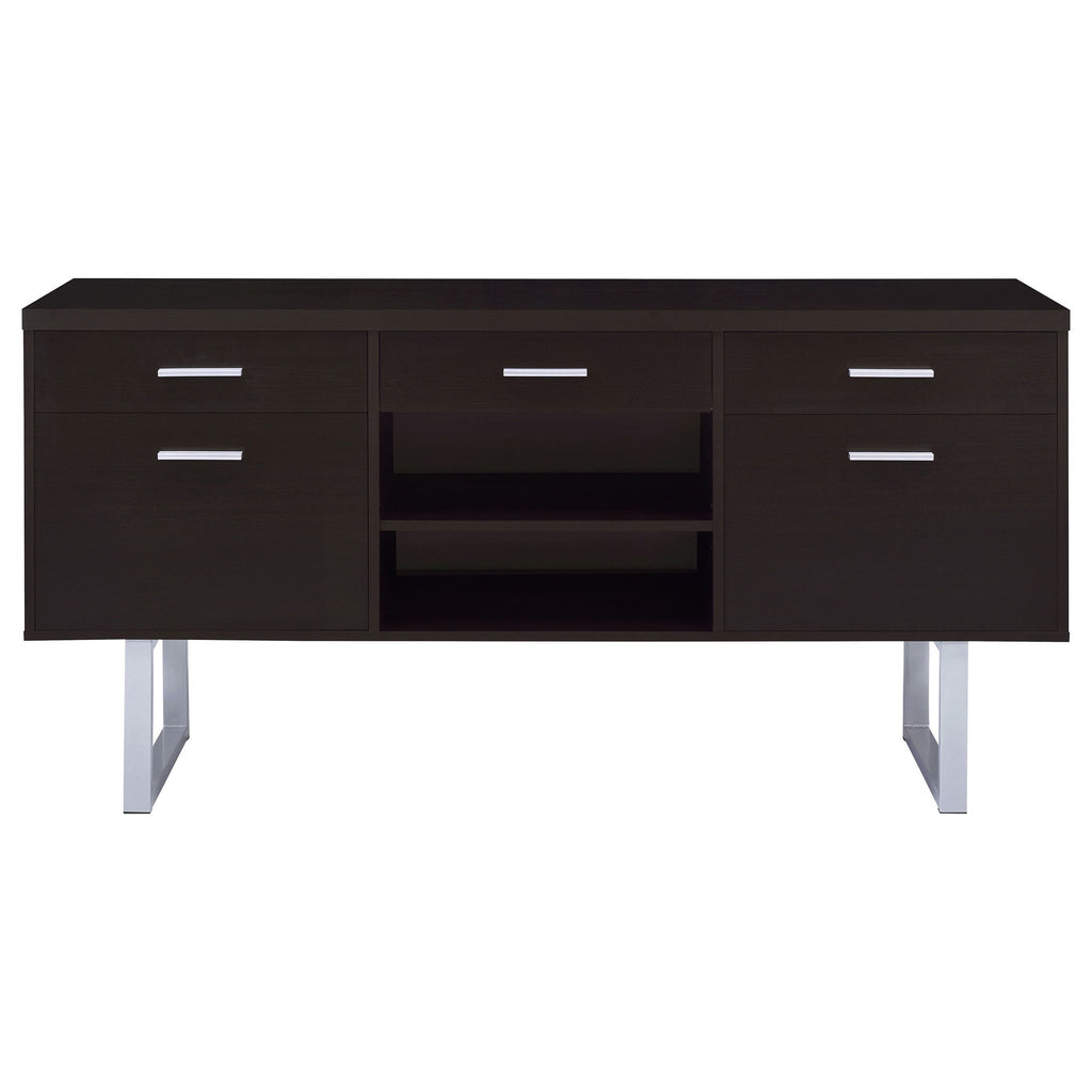 5 Drawer Credenza With Open Shelving - Cappuccino