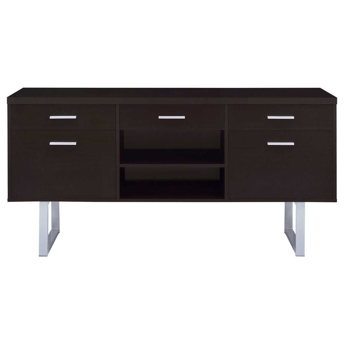 5 Drawer Credenza With Open Shelving - Cappuccino