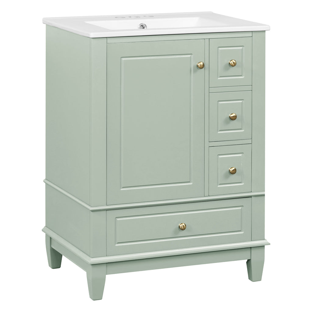 Modern Bathroom Vanity With Sink, Freestanding Cabinet With Drawers And Storage Shelves