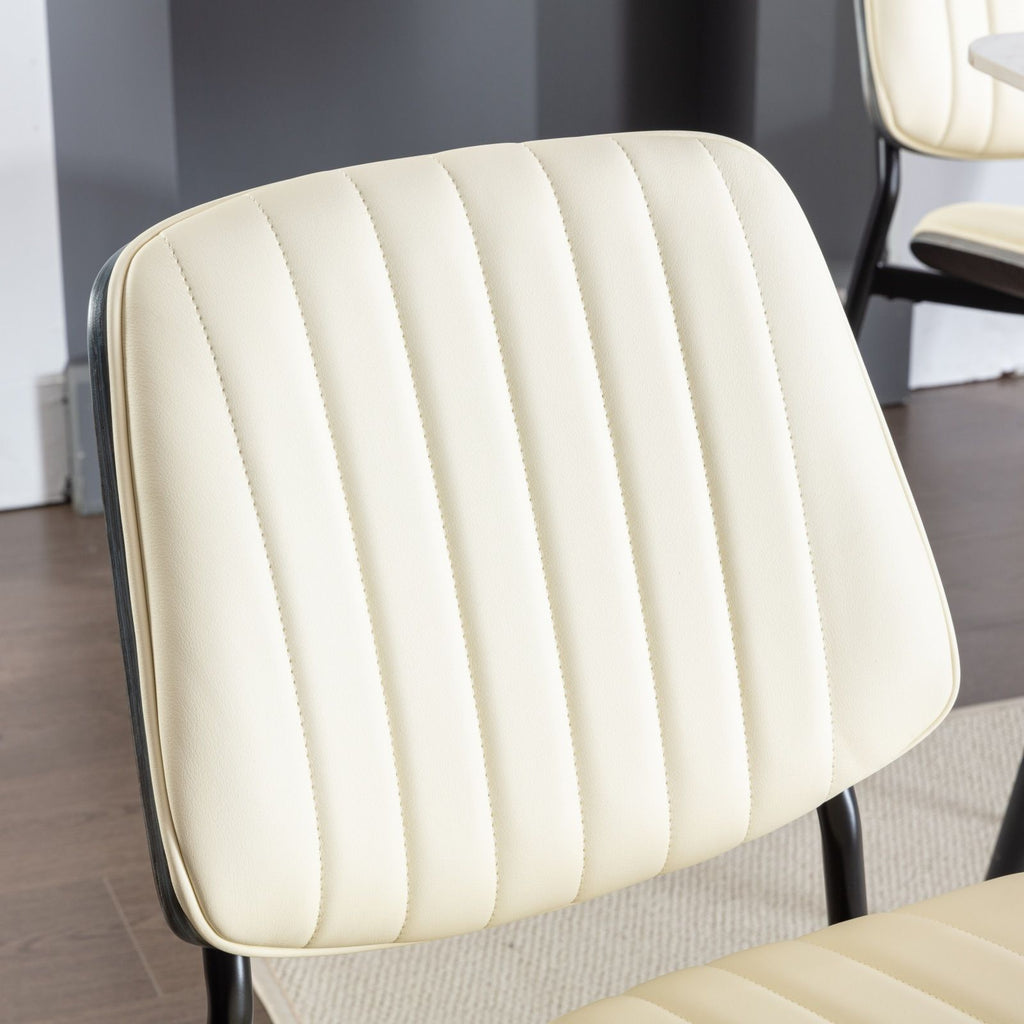 Dining Chairs (Set of 2) Mid-Century Modern Retro Chair With Walnut Bentwood Back Upholstered Seat Metal Legs Adjustable Foot For Kitchen Dining Room Chairs
