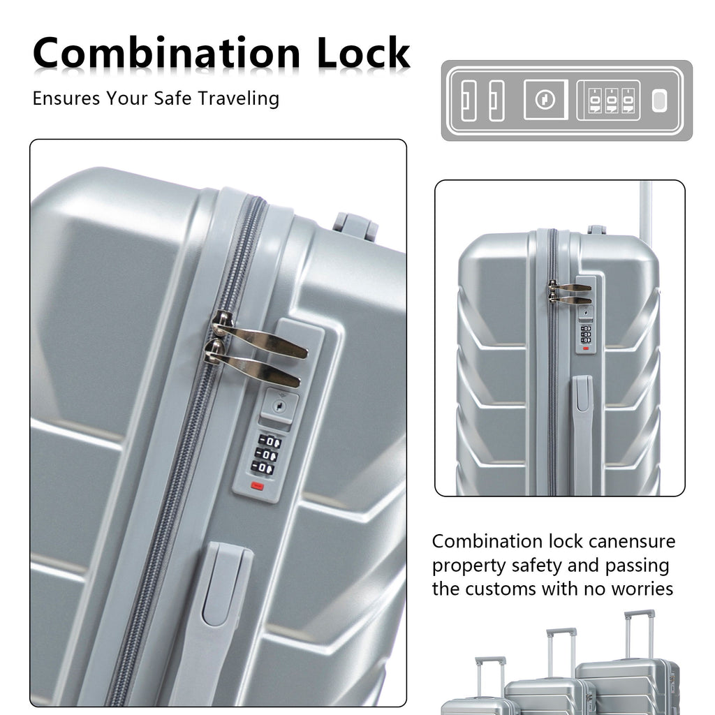 3 Pieces Set 20" / 24" / 28" Spinner Wheel Luggage With Combination Lock