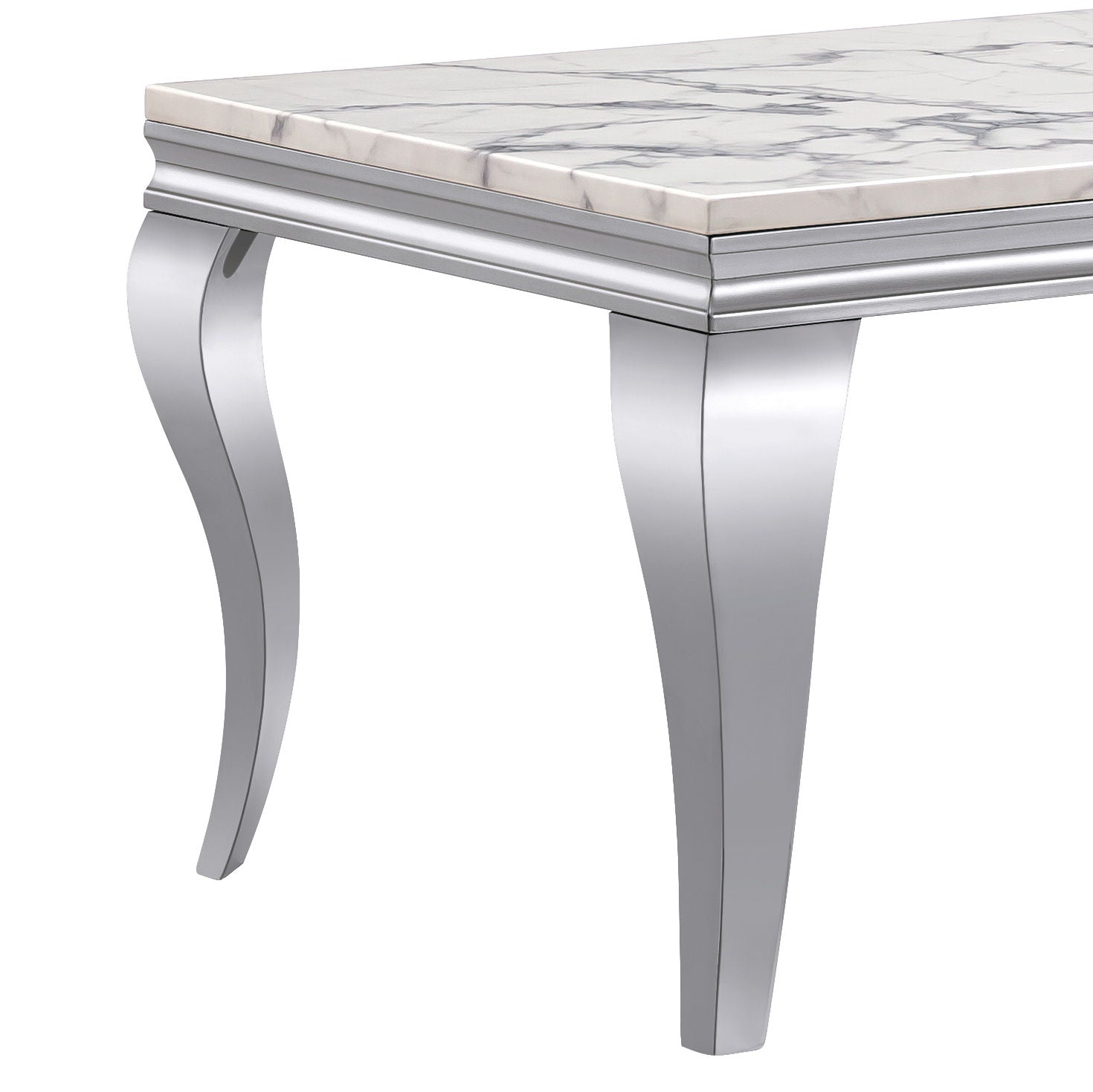 Marble Printed Rectangular Table, Stainless Steel Legs