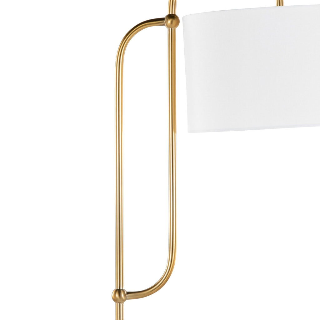 Leslie - Glam / Art Deco Floor Lamp - Gold / White