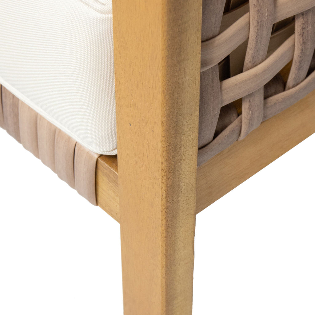 Maycen - Outdoor Club Chair With Wicker Accents - Teak
