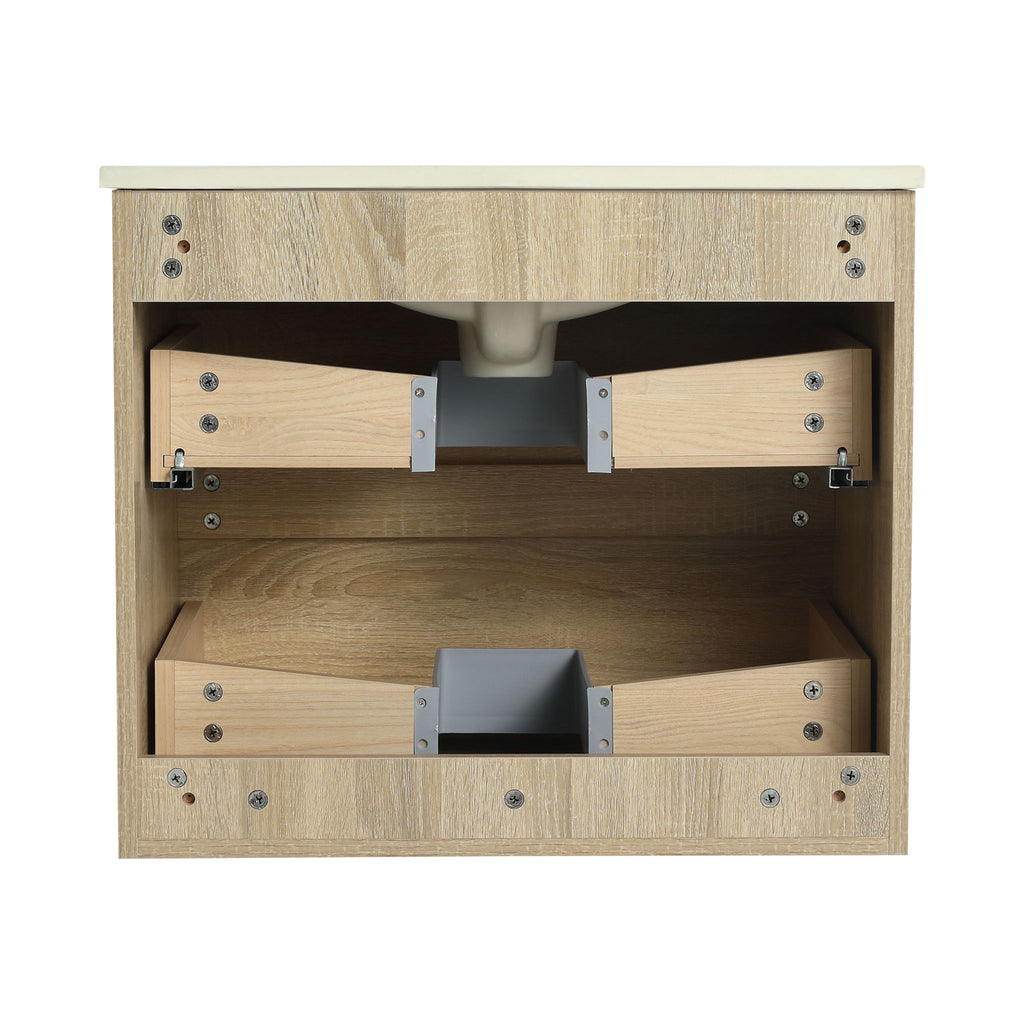 Wall Mounted Bathroom Vanity & Sink, 2 Soft Close Drawers