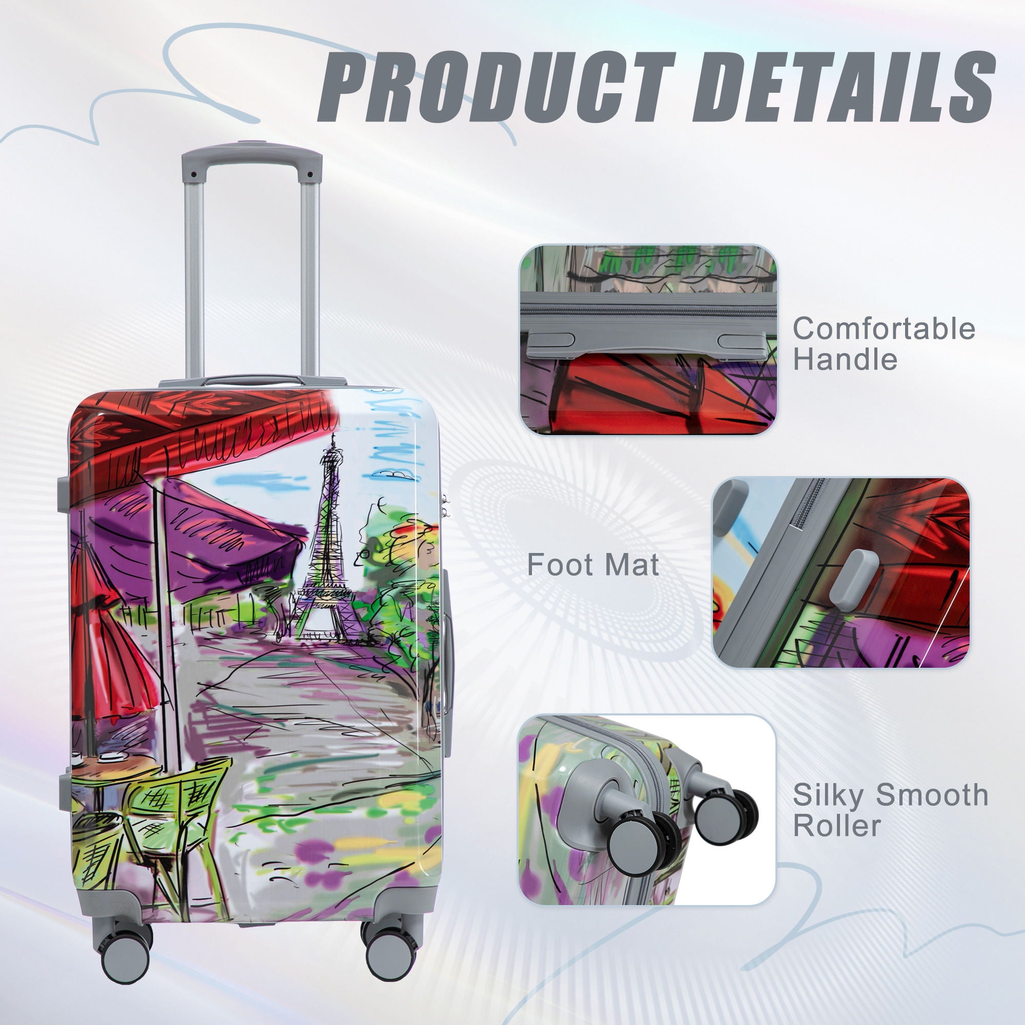 3 Piece Spinner Luggage Set 20" / 24" / 28" With Combination Lock And Silent Wheels - Coffee