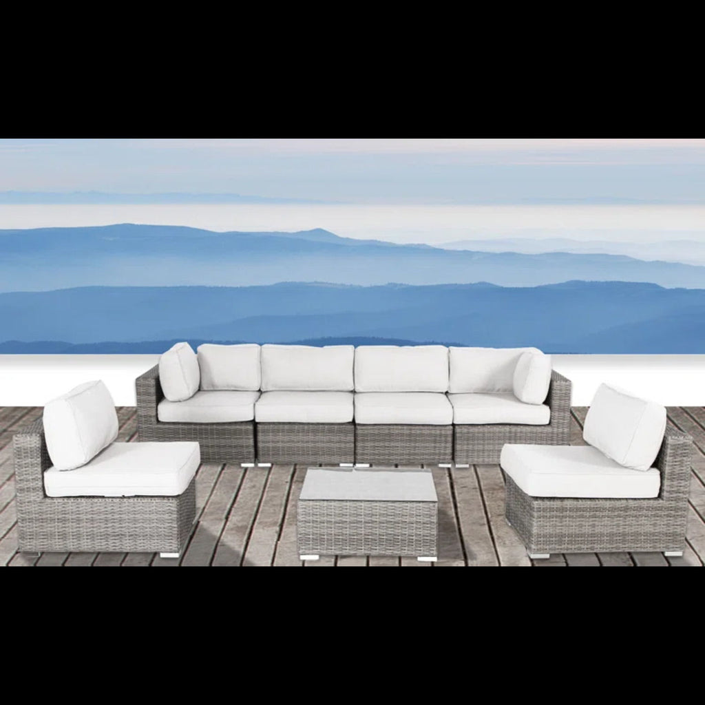 6 Seat Rattan Outdoor Lounge Set Durable - Gray Mix