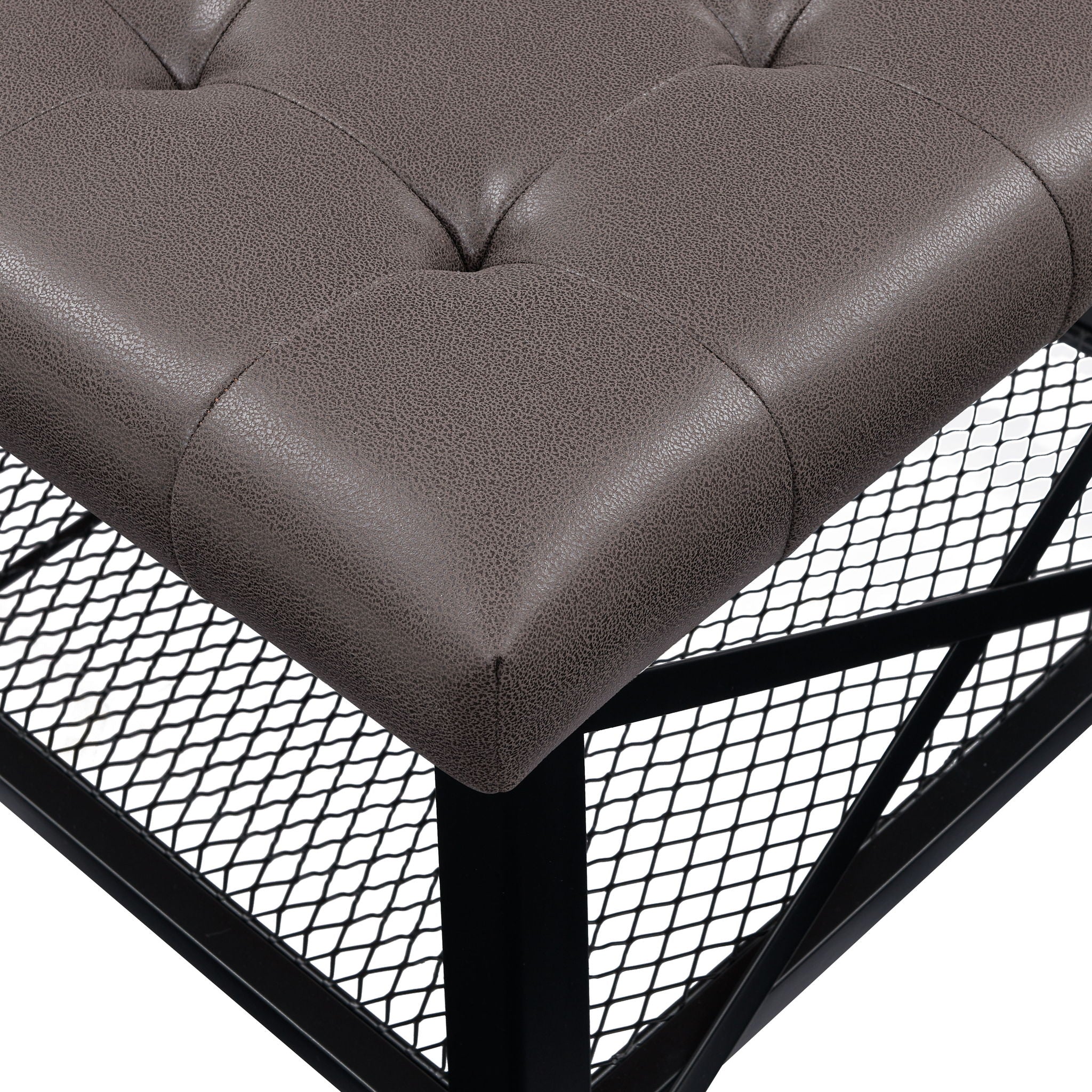 Upholstered Coffee Table With Rack - Dark Brown