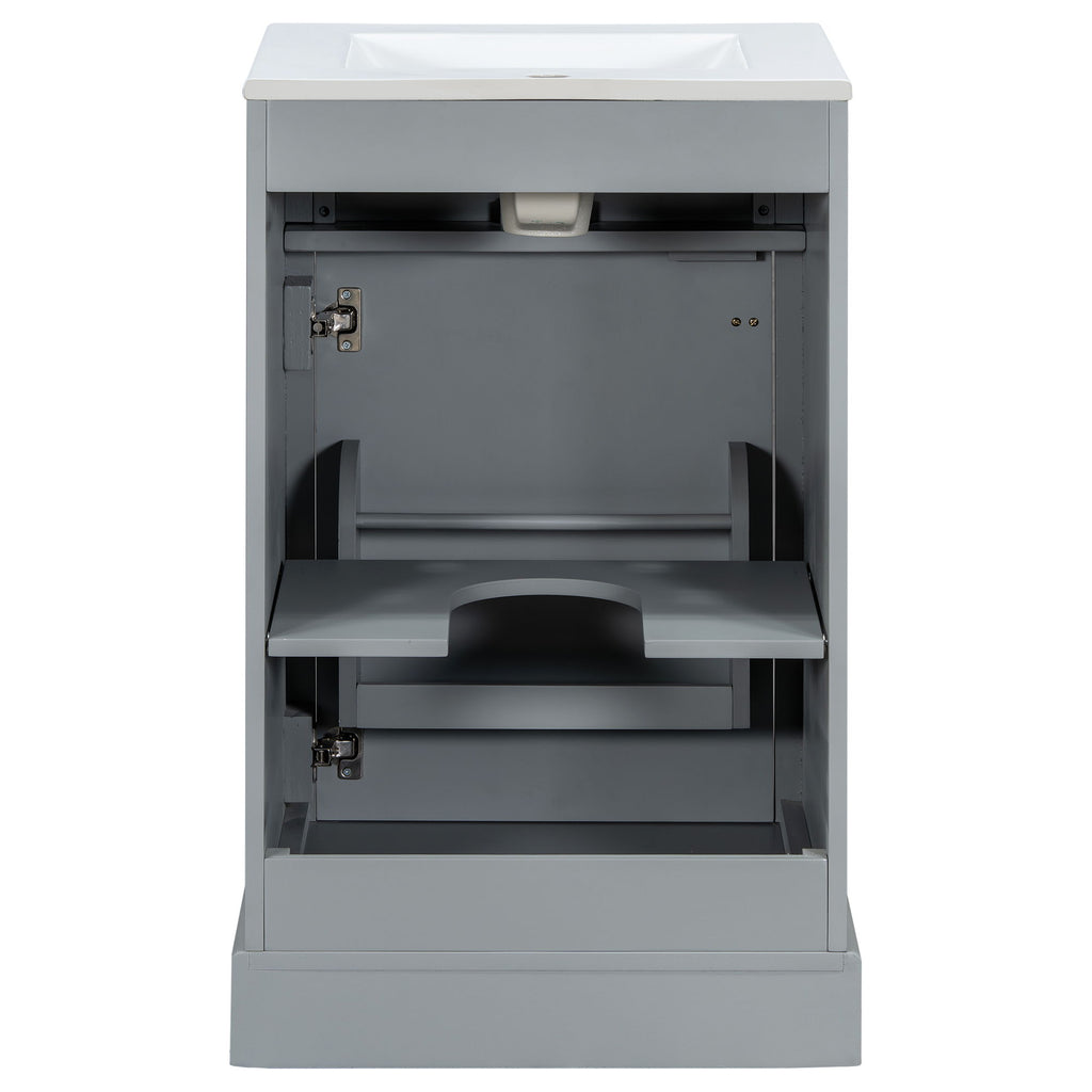 Elegant Bathroom Vanity With Ceramic Sink, Soft Close Door, Adjustable Shelf