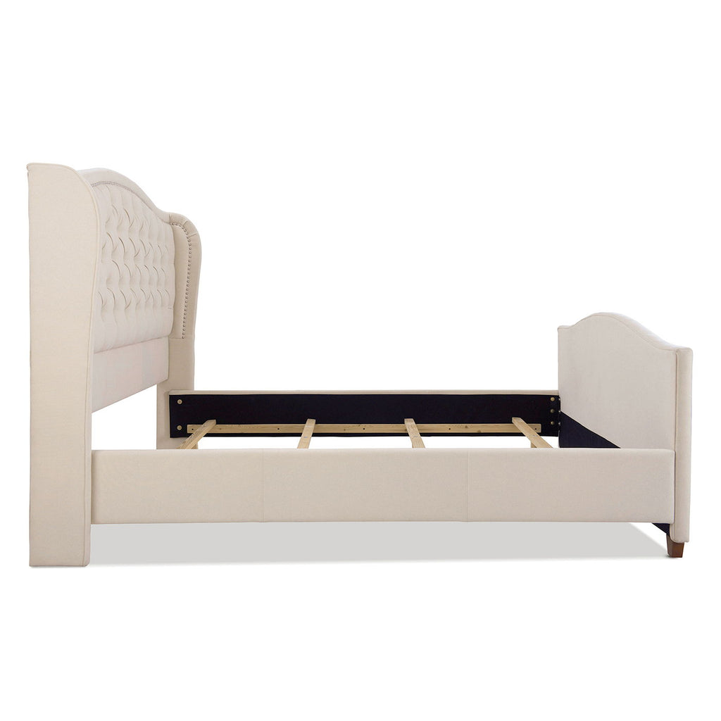 Marcella - King Upholstered Shelter Headboard Bed Set - Beige