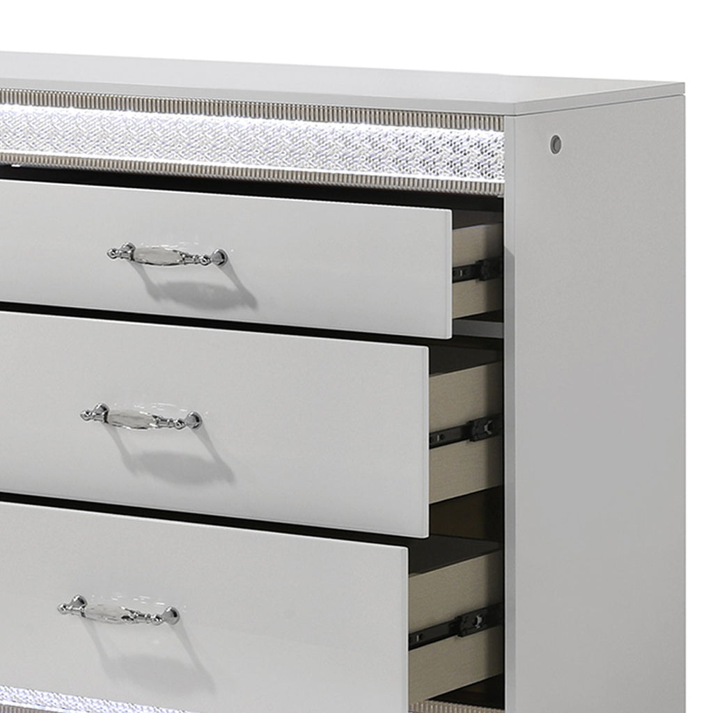 Glam - 6 Drawer Dresser With LED Lighting (Includes Dresser Only) - White