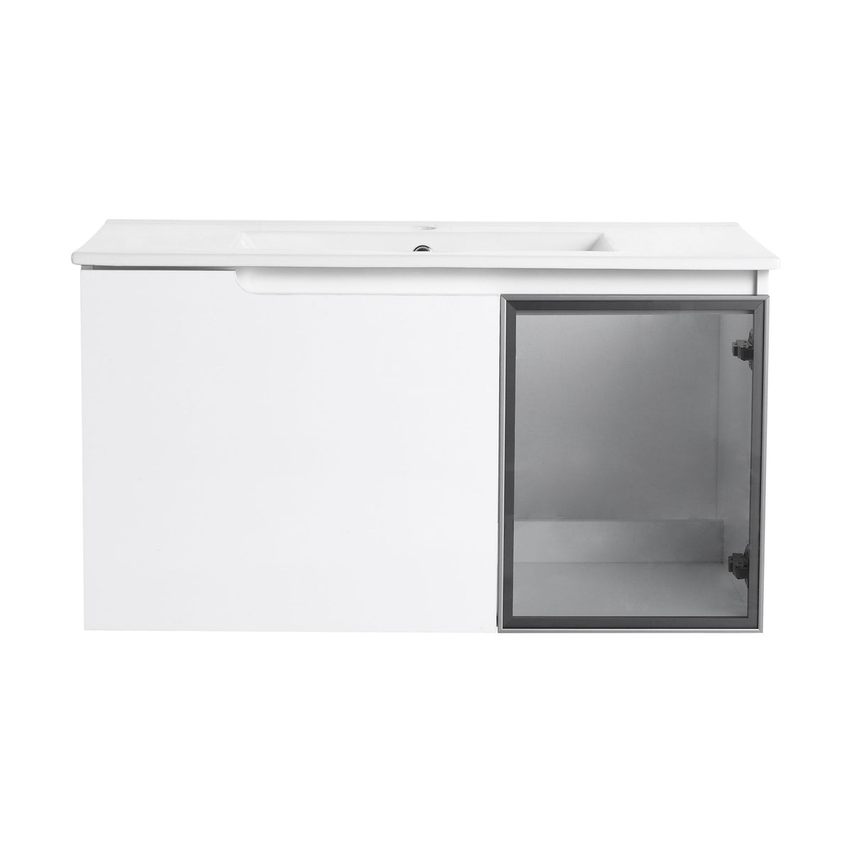 Wall Mounted Bathroom Vanity With Sink, 2 Soft Close Doors, Cabinet & Half Door