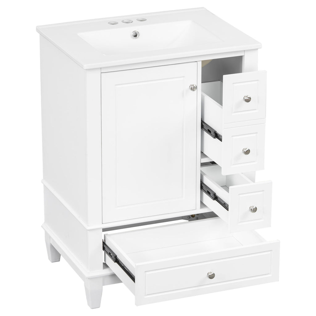 Modern Bathroom Vanity With Sink, Freestanding Cabinet With Drawers And Storage Shelves