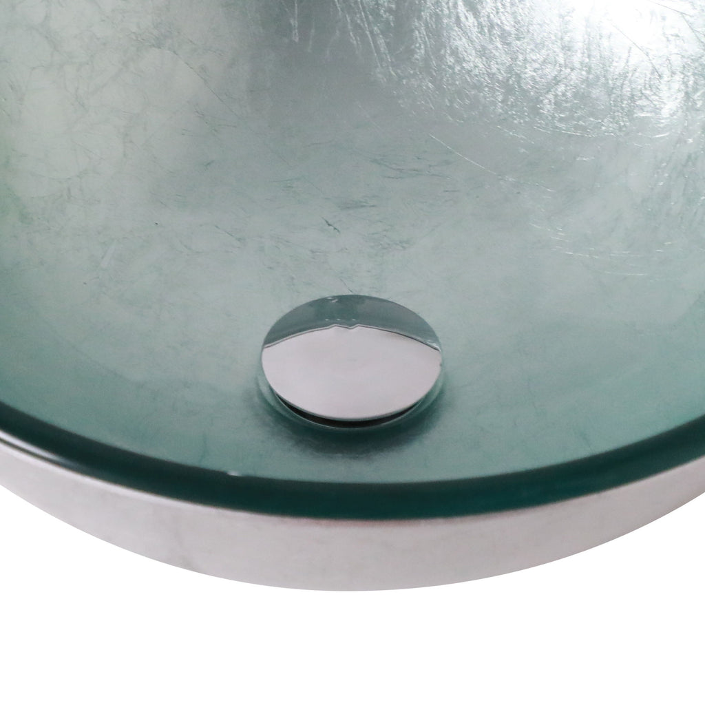 Artistic Tempered Glass Vessel Sink With Pop Up Drain