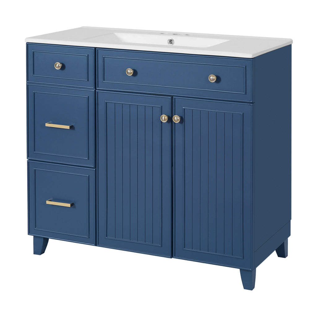 Bathroom Vanity With Sink, Soft Close Doors, Adjustable Shelves