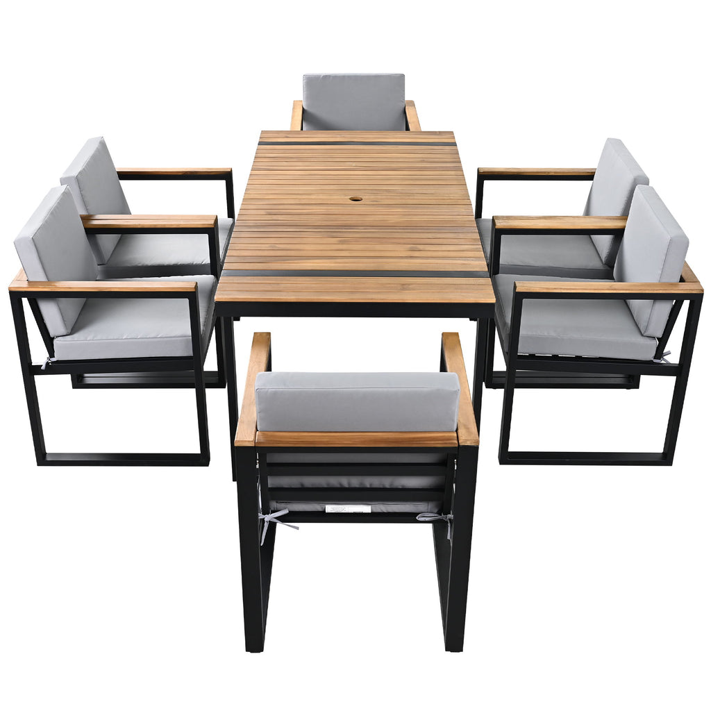 7 Pieces Outdoor Dining Set Patio Dining Table And Chair Set With And Removable Cushions For Patio