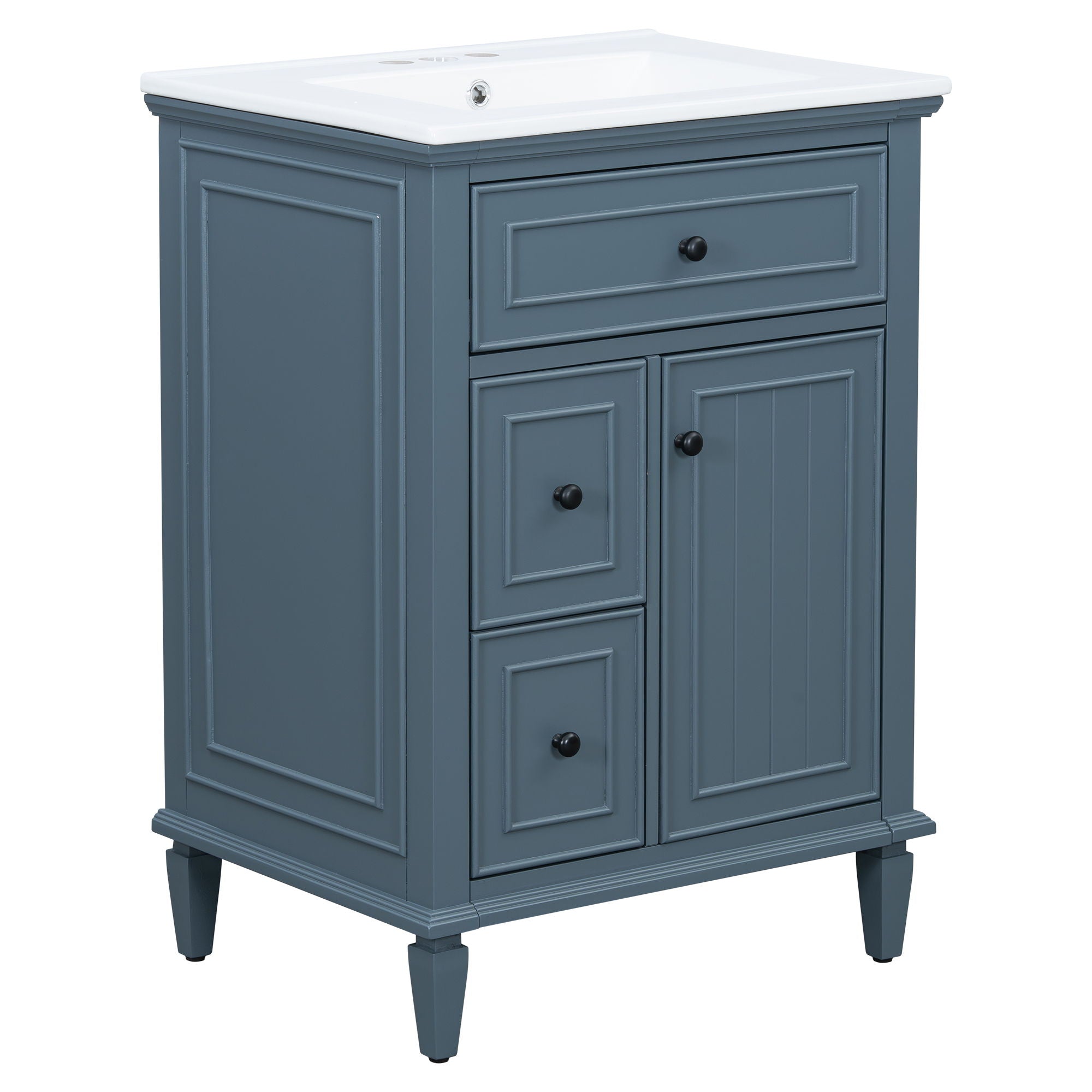 Modern Bathroom Vanity With Sink, Adjustable Shelf, 1 Flip Drawer & 2 Drawers
