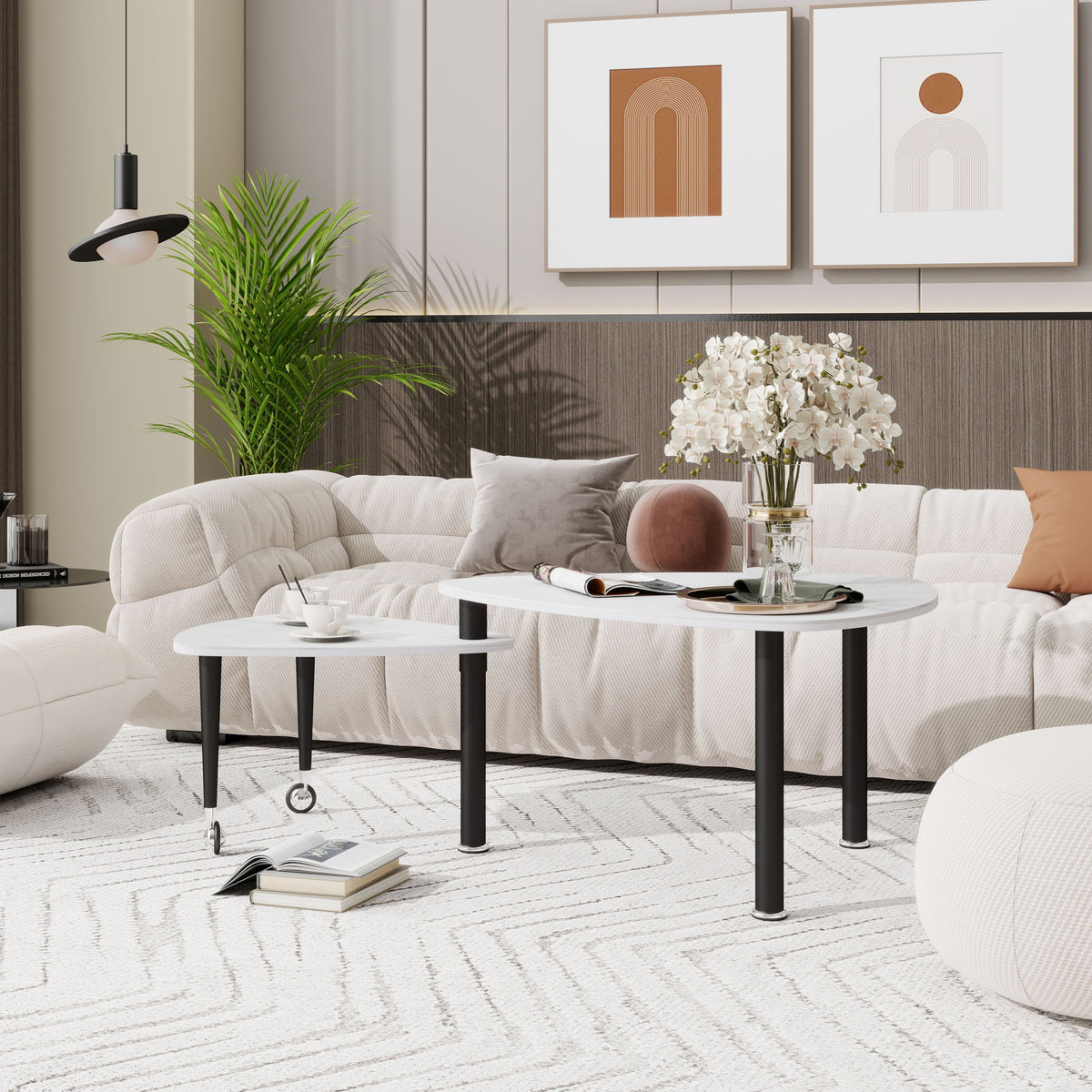 360 Degree Rotatable Coffee Table With Solid Legs
