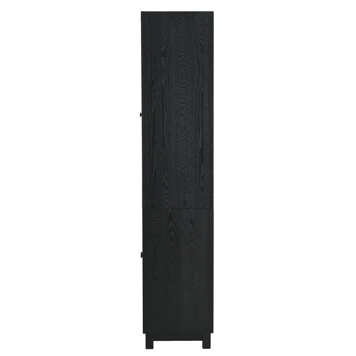 Style Tall Display Cabinet With Glass Doors For Collectibles - Black