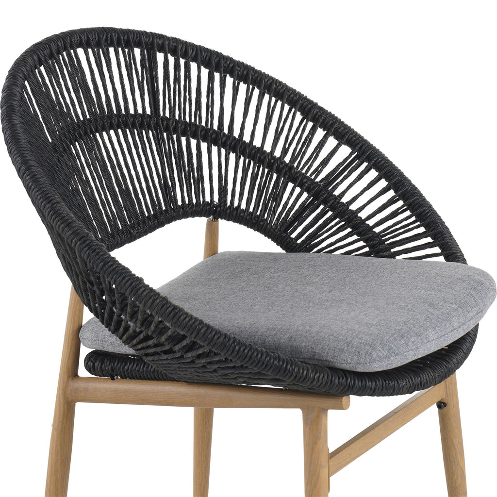 Cyril - Outdoor Patio 7 Piece Dining Set With Wicker Chairs And Table - Dark Gray / Teak