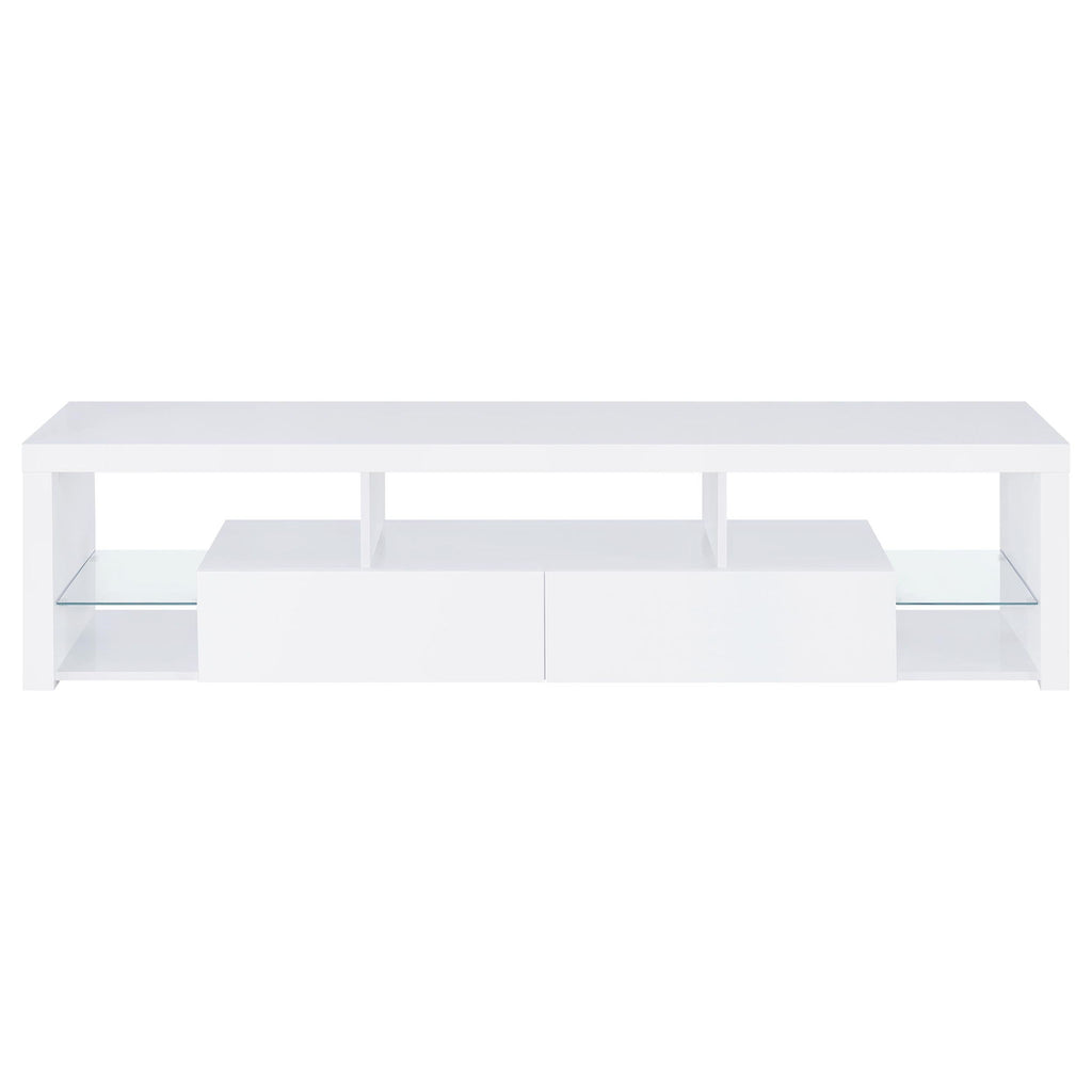 Lance - 2 Drawer TV Stand With Shelves - Gloss White