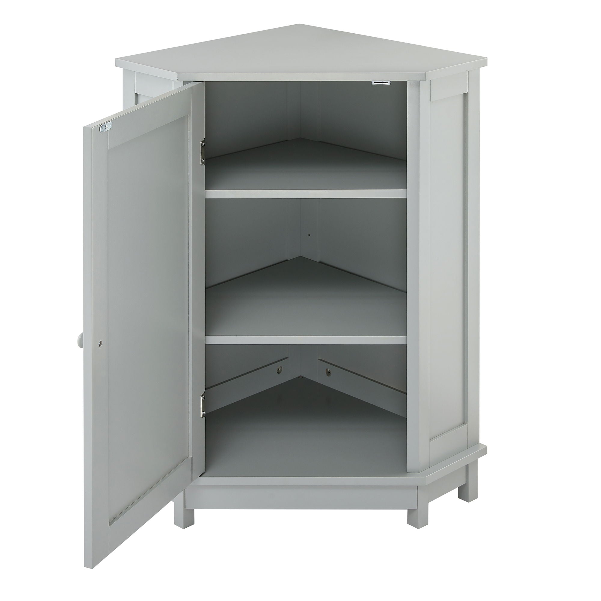 Triangle Corner Bathroom Cabinet With Adjustable Shelf, Storage Unit - Gray