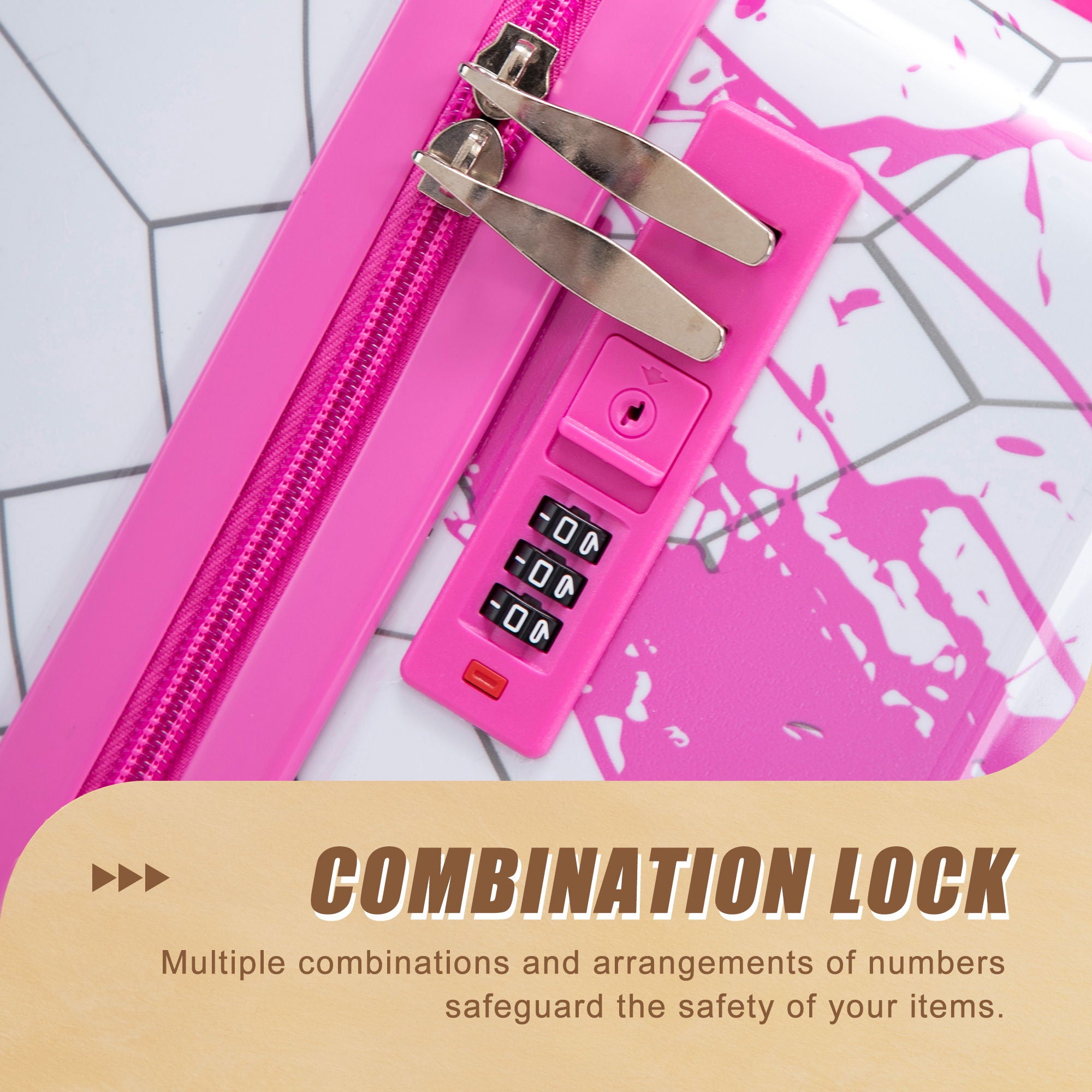Luggage With Combination Lock, Lightweight Carry-On Suitcase