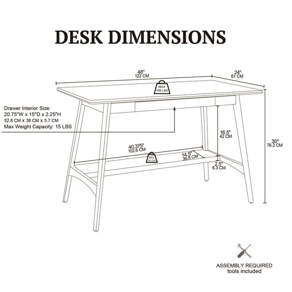 Parker - Desk With Storage Shelf - Off White / Pecan
