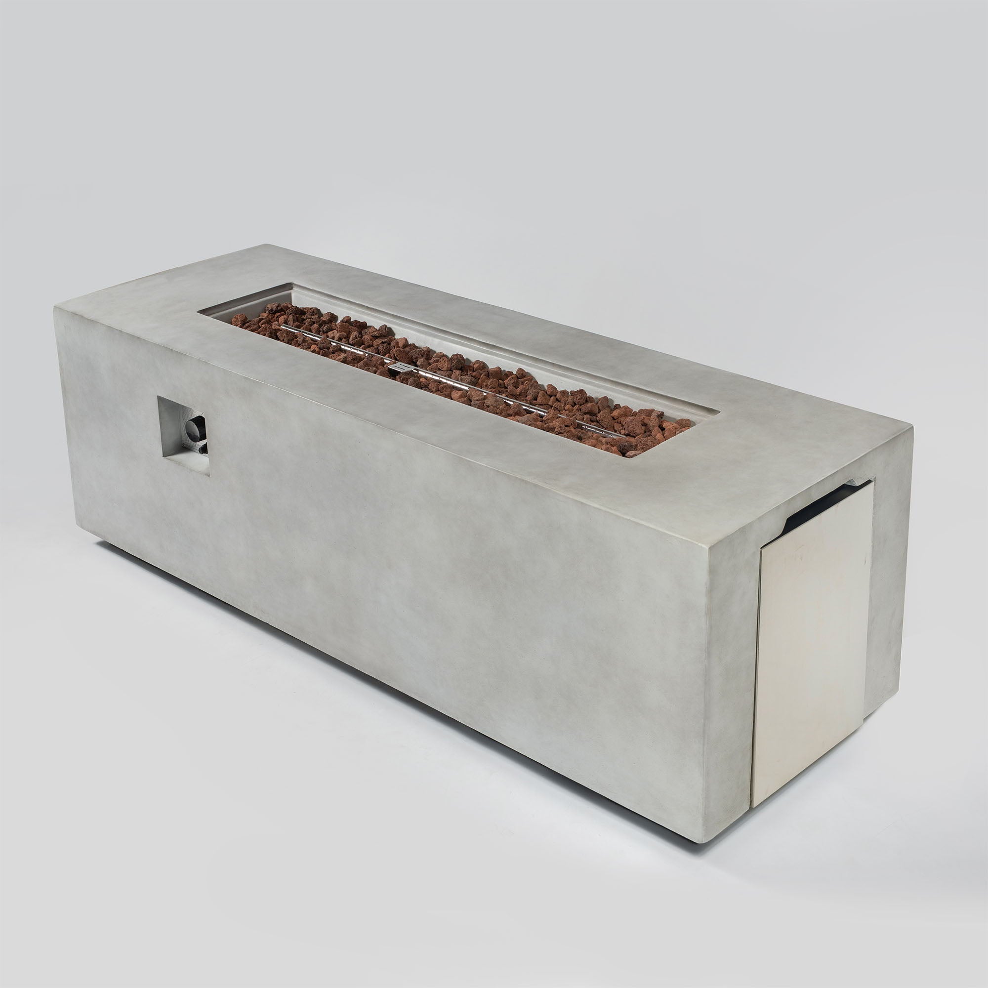Propane Gas 60000 Btu Rectangular Fire Pit For Outside - Light Gray