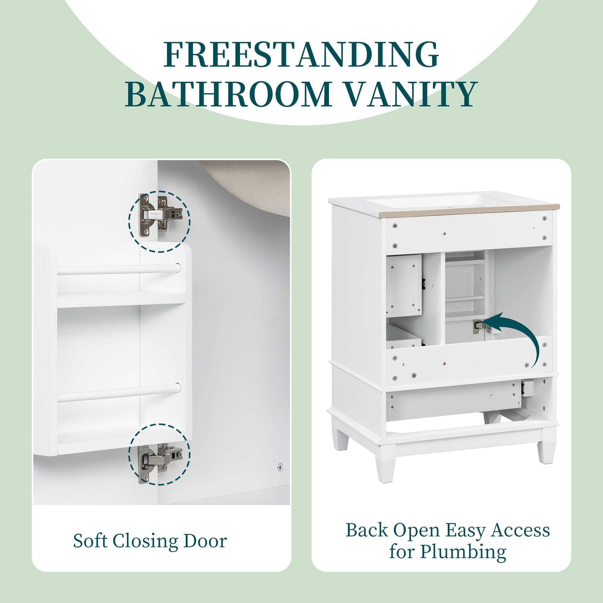Modern Bathroom Vanity With Sink, Freestanding Cabinet With Drawers And Storage Shelves