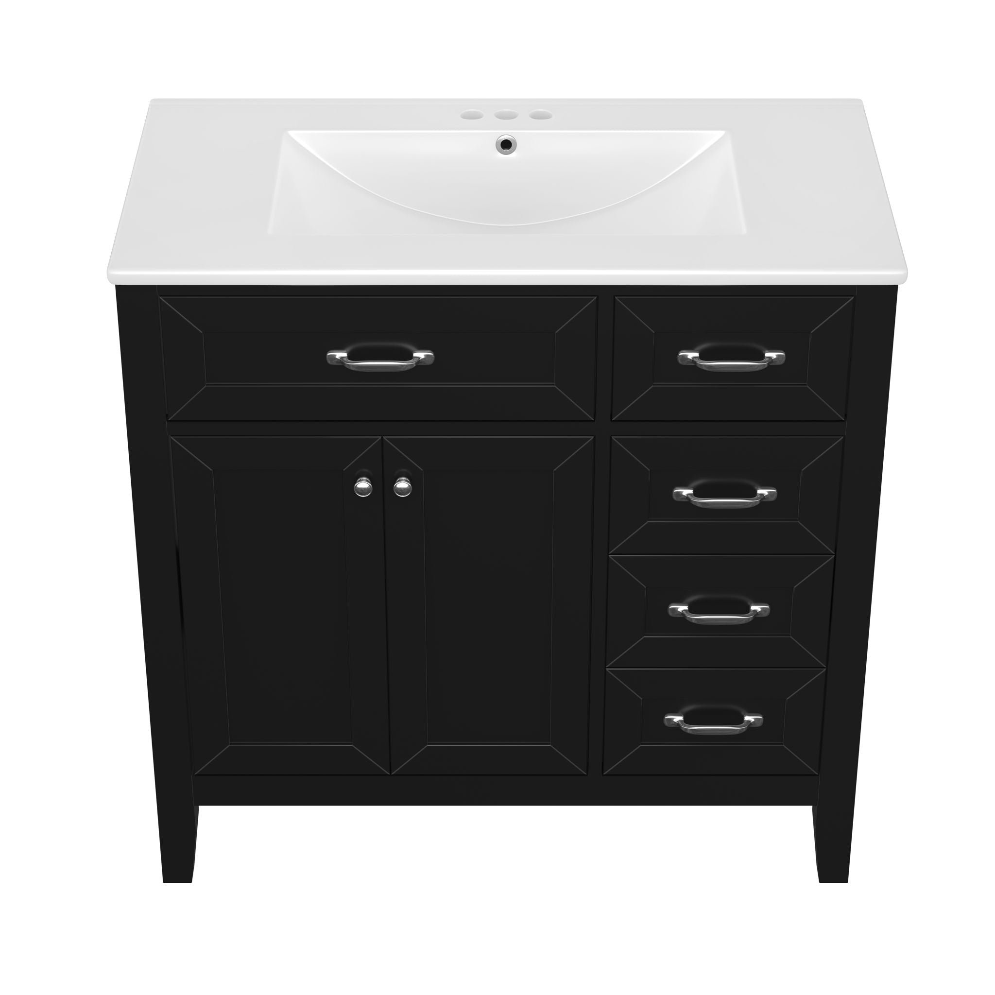 Modern Bathroom Vanity With Sink, Freestanding Design With Drawers And Doors