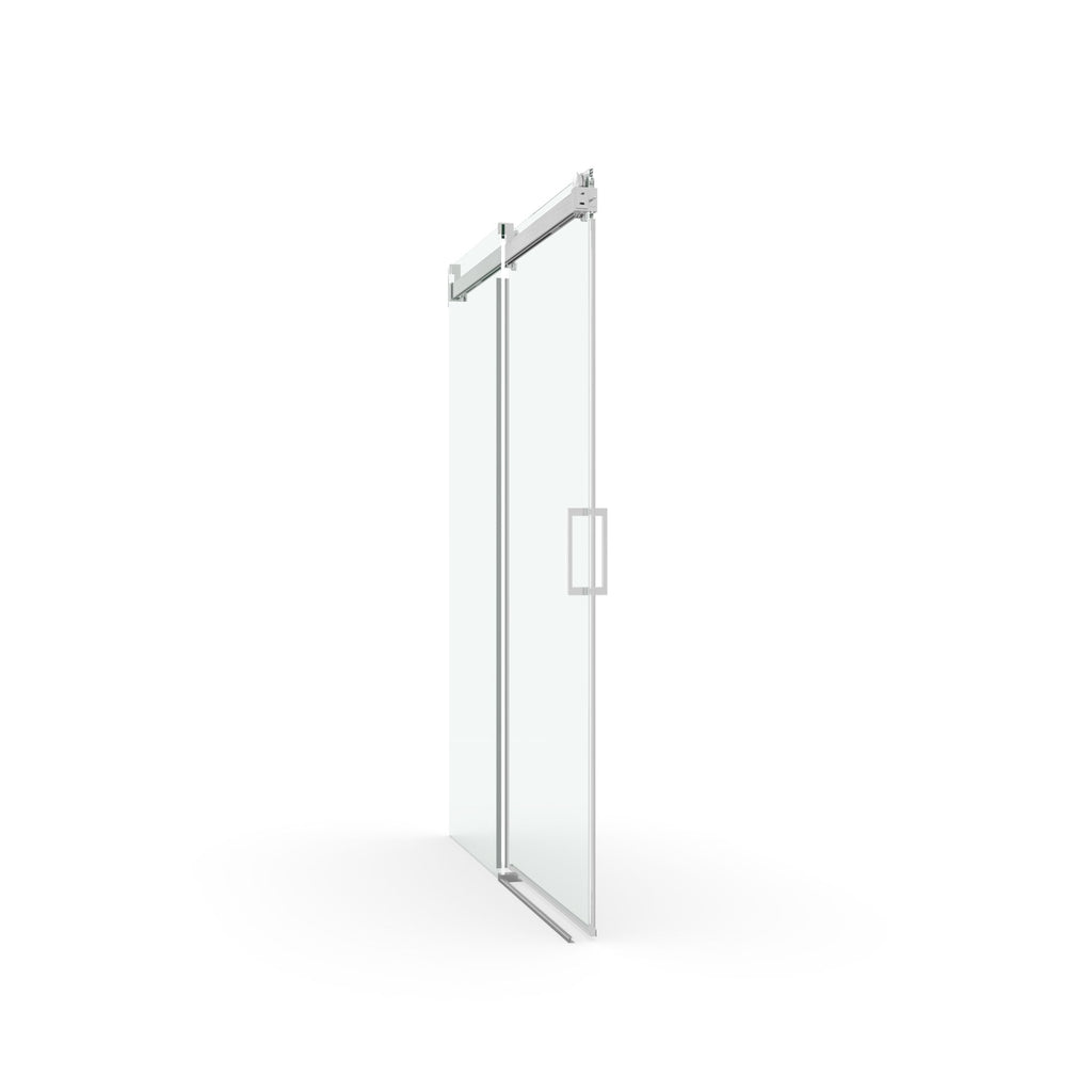 Frameless Soft Closing Shower Door, 1 / 4" (6Mm) Tempered Glass Single Sliding With Explosion Proof Coating - Chrome