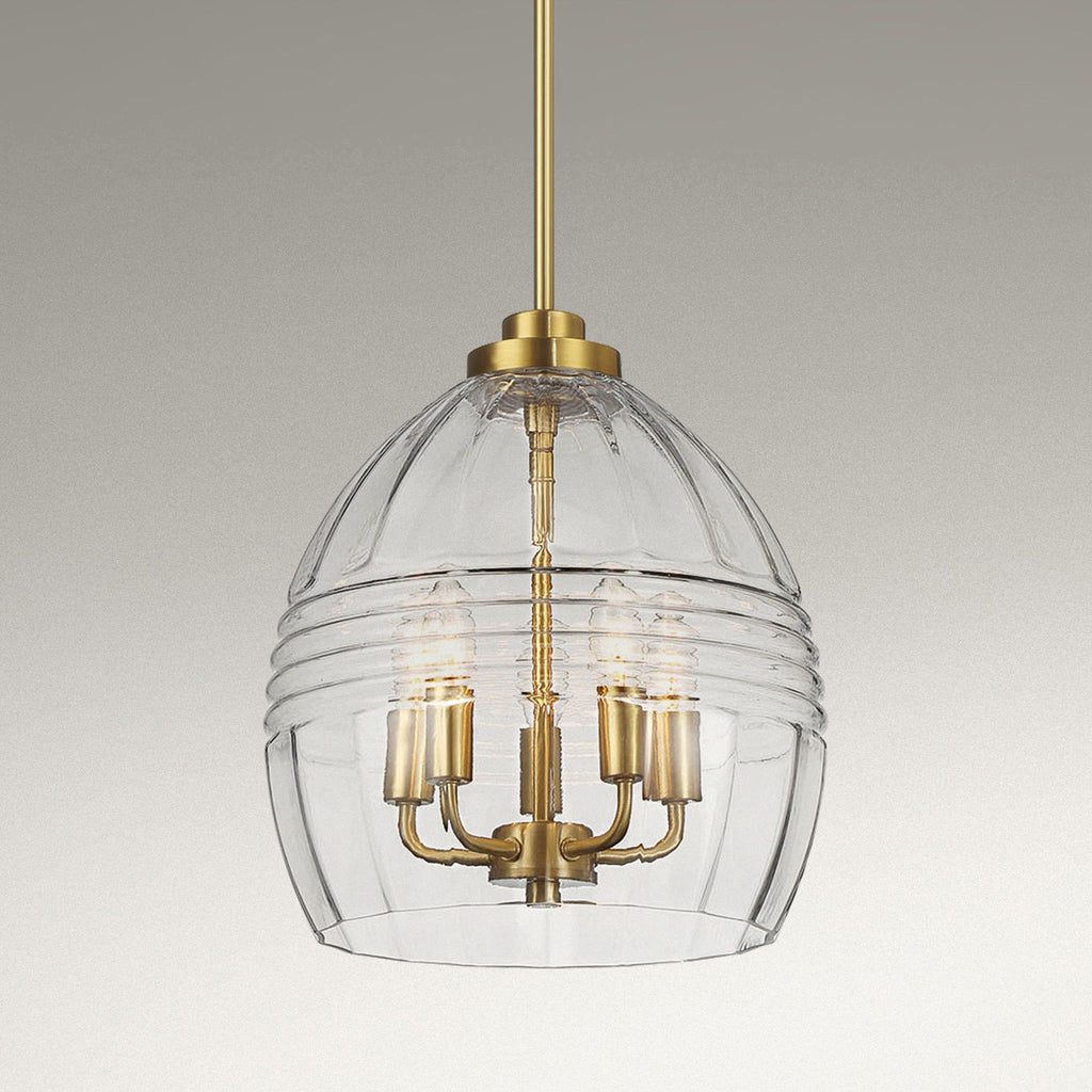 Zen - 5 Pendant Chain Hanging Light - Clear / Gold