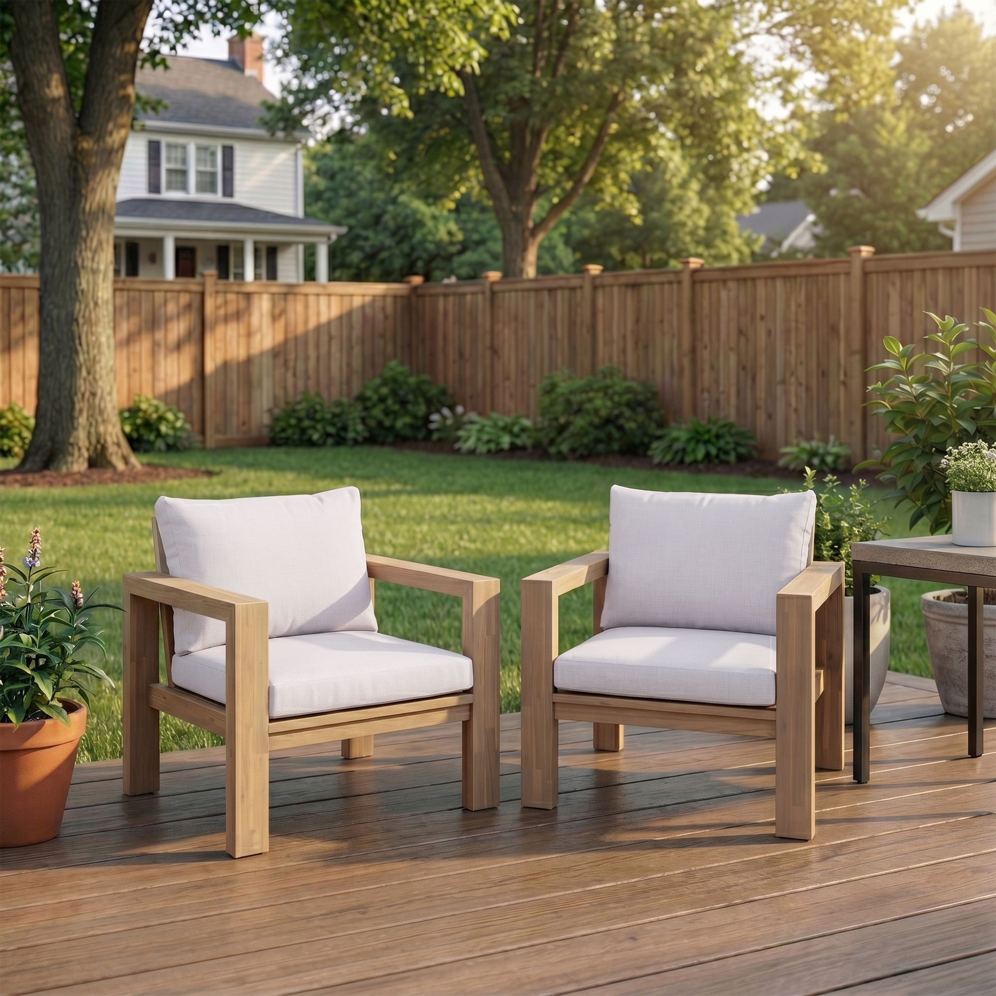 Stylish Outdoor Chair Set With Cushions For Garden (Set of 2)