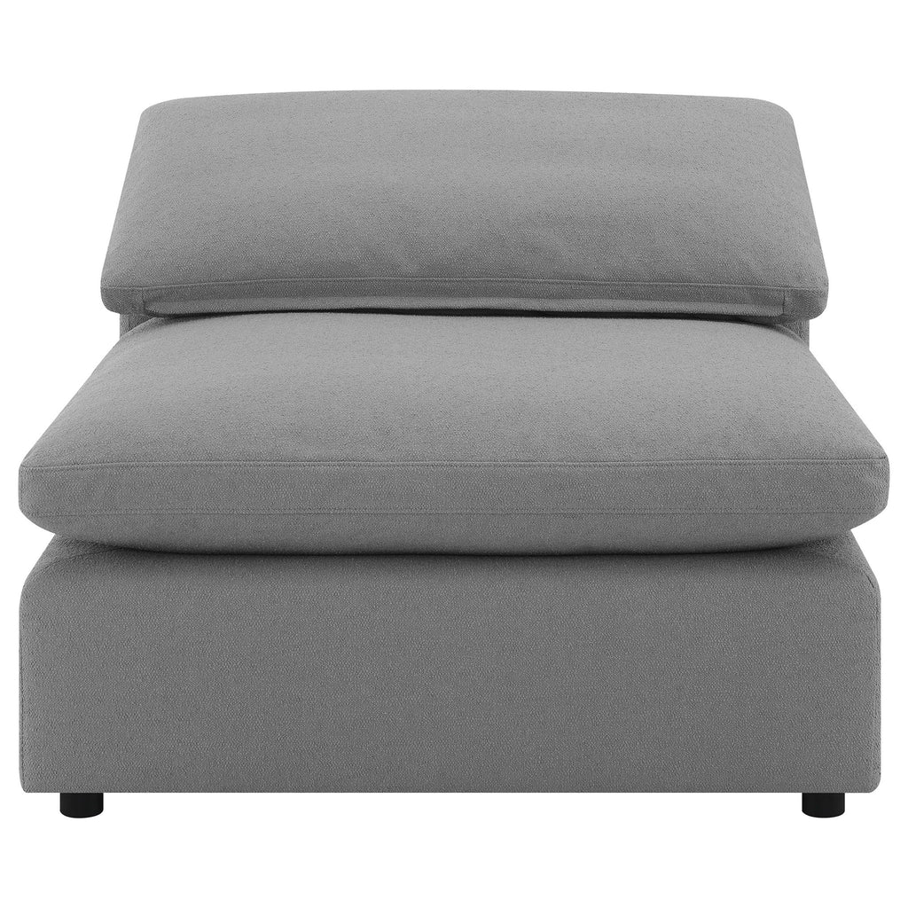 Segoura - Upholstered Armless Chair With Pillow Back, Living Room - Gray