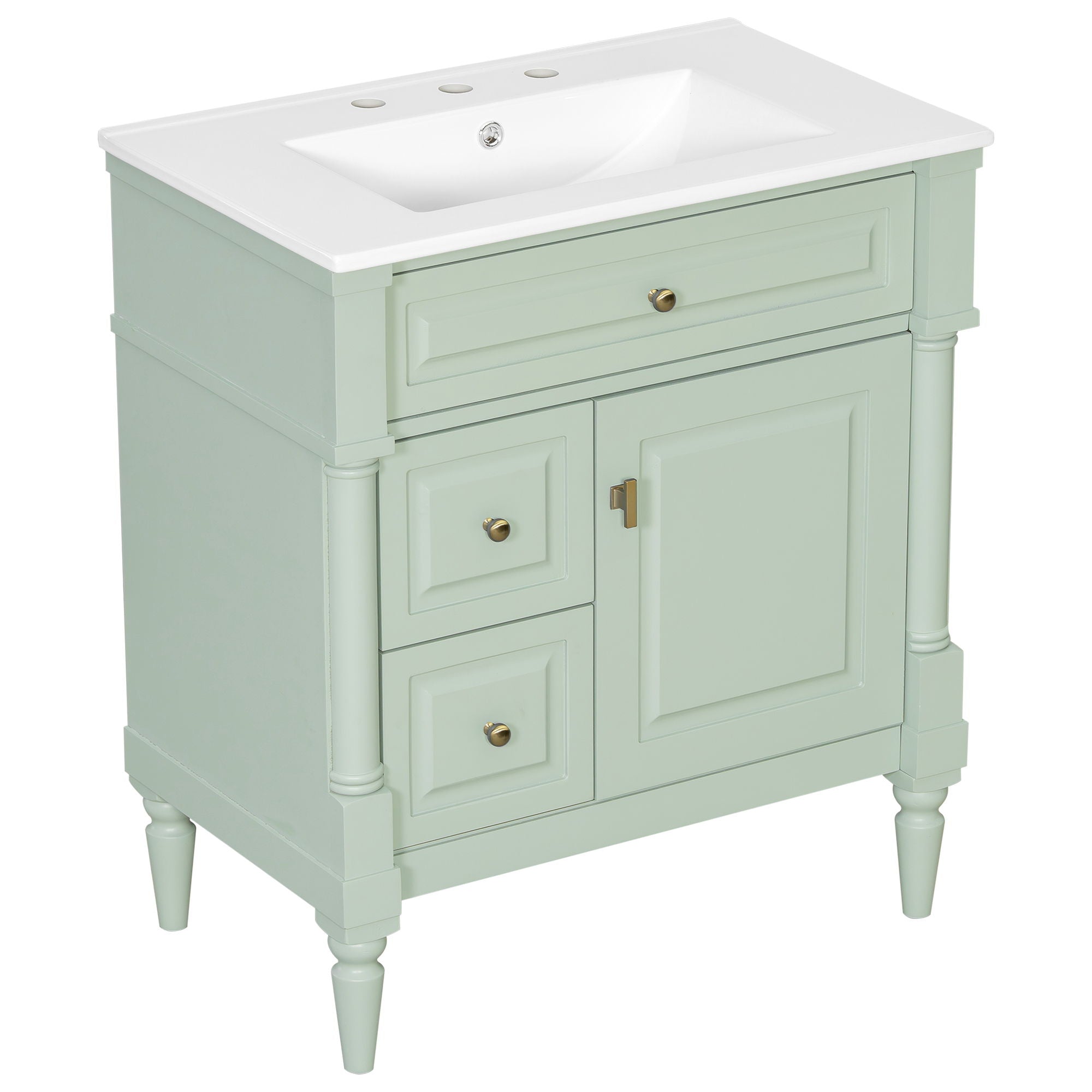 Modern Bathroom Vanity With Sink, Freestanding Cabinet With Flip Drawer & Adjustable Shelf