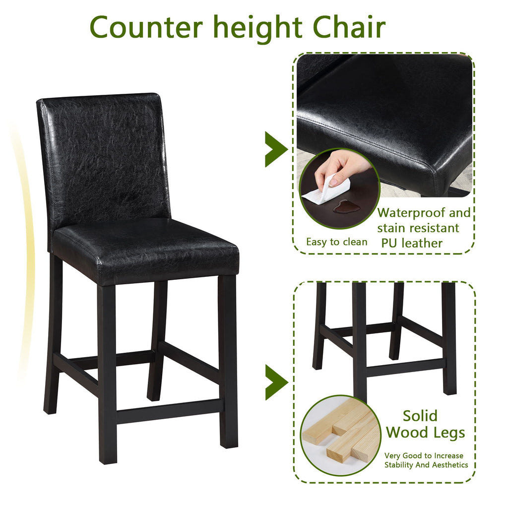 5 Pieces Counter Height Table Set, Kitchen Table With Square Table And 4 Upholstered Chairs