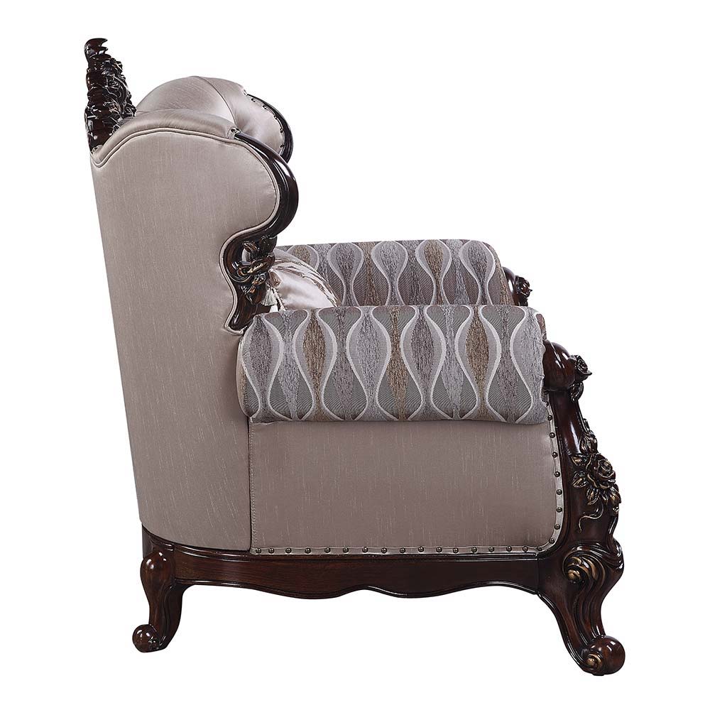 Benbek - Sofa With 5 Pillows - Fabric & Antique Oak