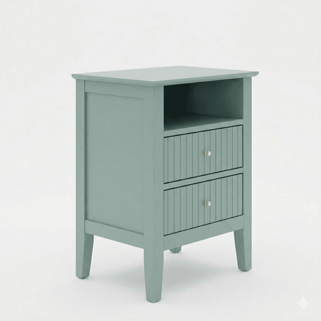 Fluted Nightstand With 2 Drawers