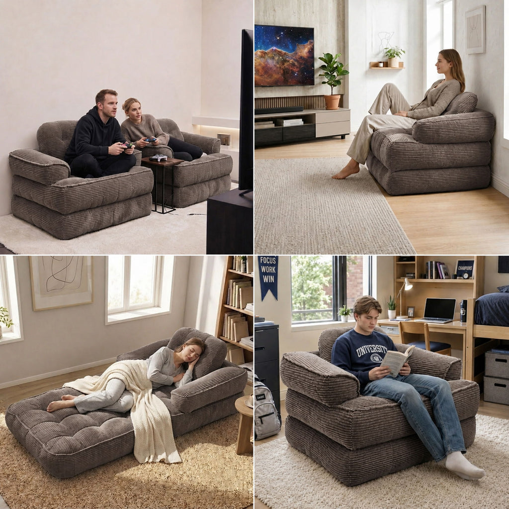 Convertible 2 In 1 Armrest Sofa For Bedroom
