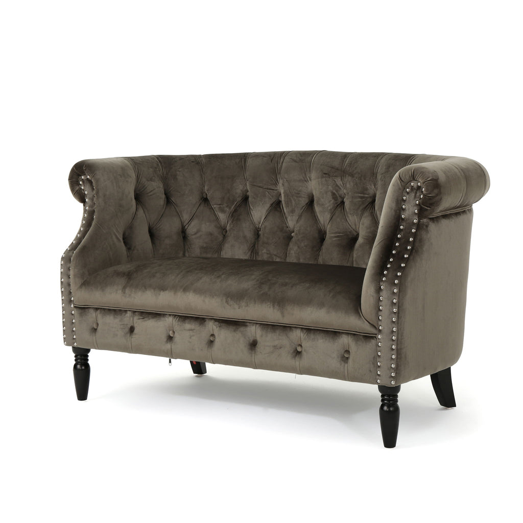 Antique Chesterfield Style Loveseat With Button Tufting