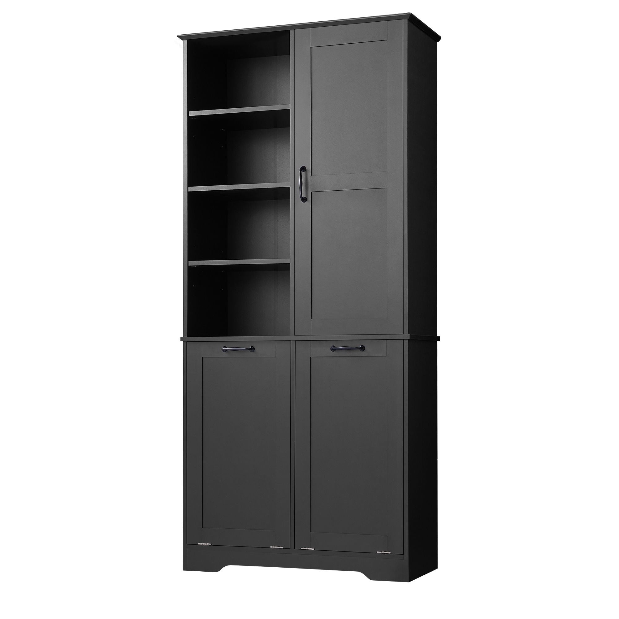 Freestanding Bathroom Storage Cabinet With Doors And Drawers, Adjustable Shelves, Tilt-Out Laundry Hamper