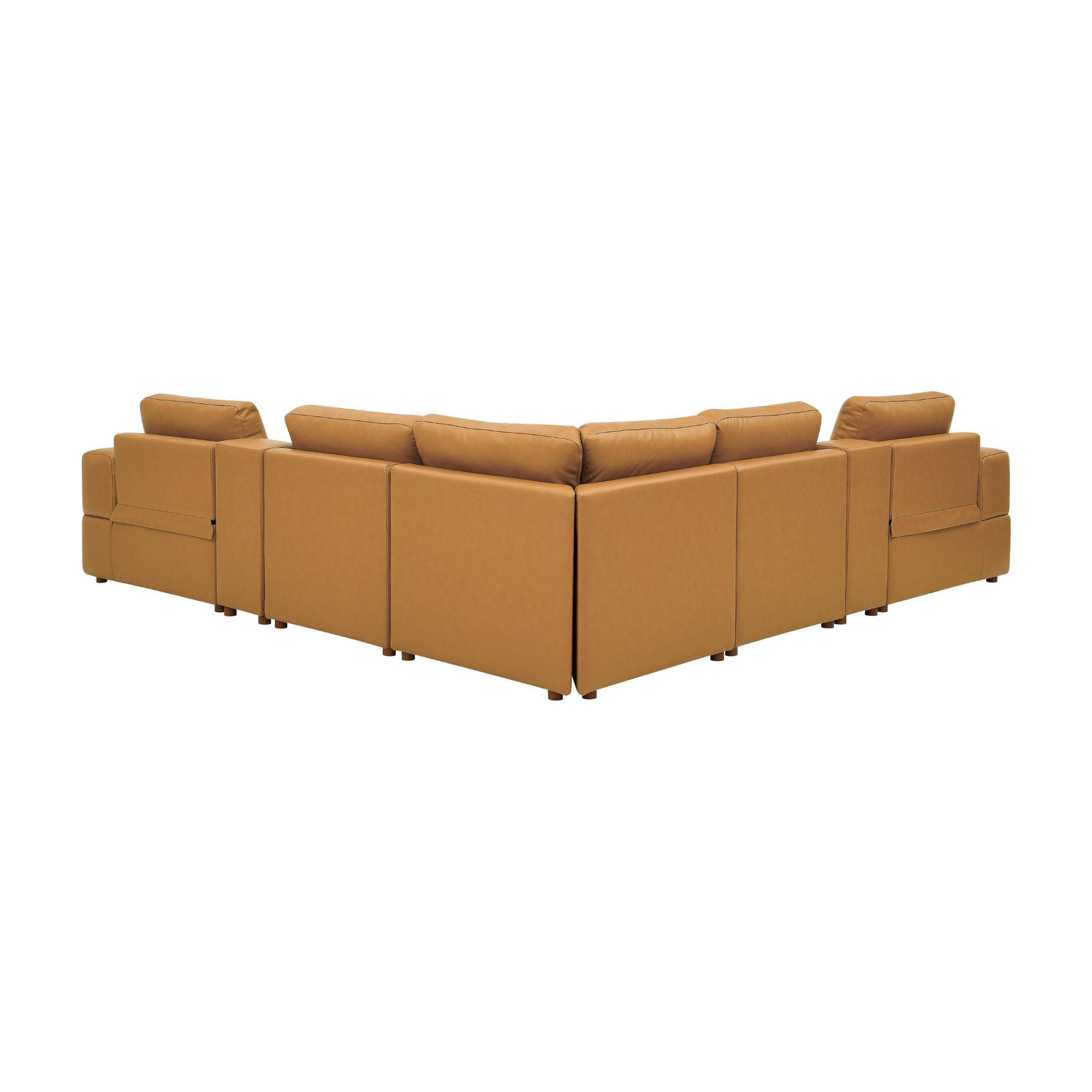 Upholstered Large Arms Sectional With Recliner Seats
