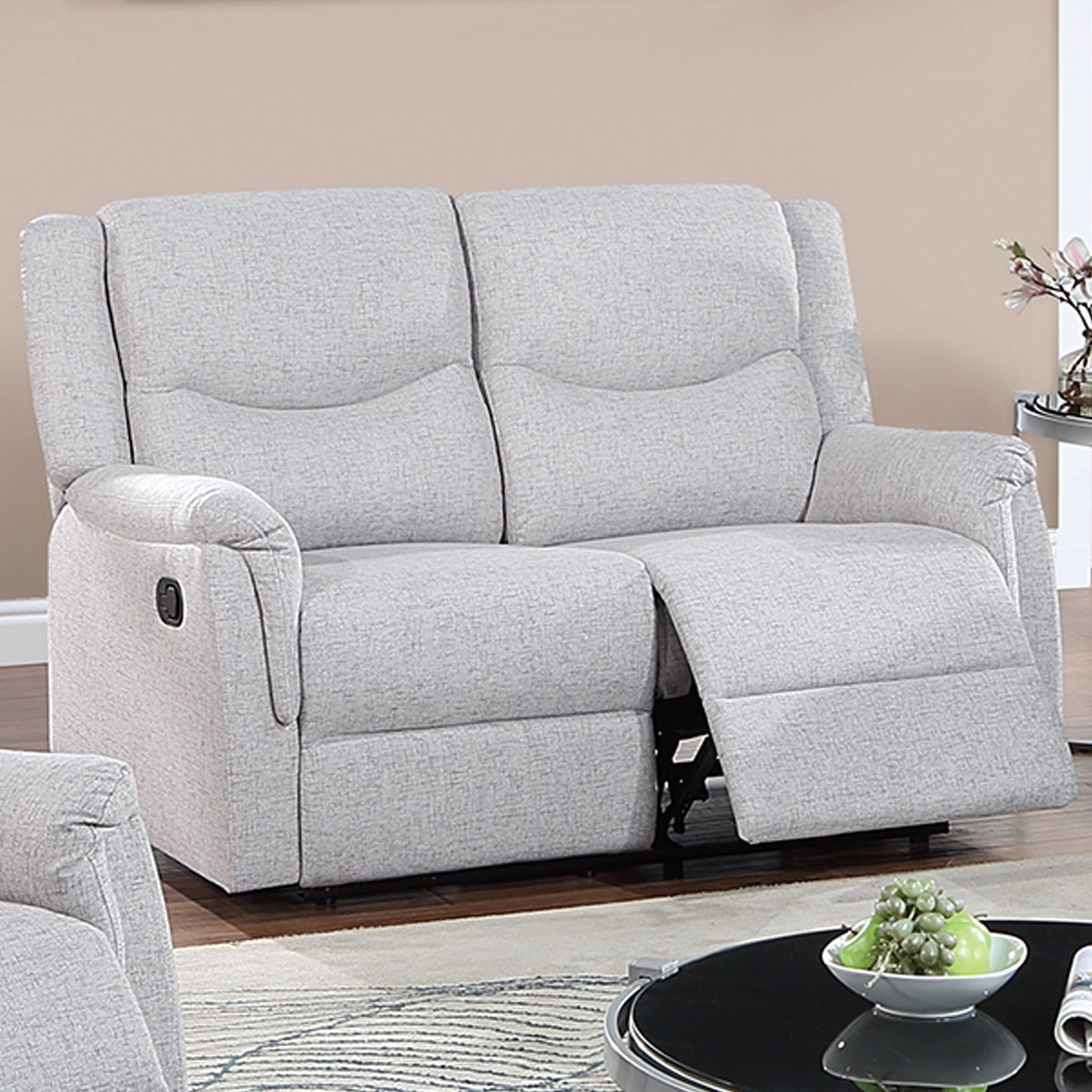 Modern Style Recliner Loveseat With Plush Armrest And Headrest