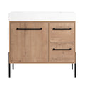 36" Freestanding Bathroom Vanity With Sink, Soft Close Doors & 2 Drawers - Imitative Oak